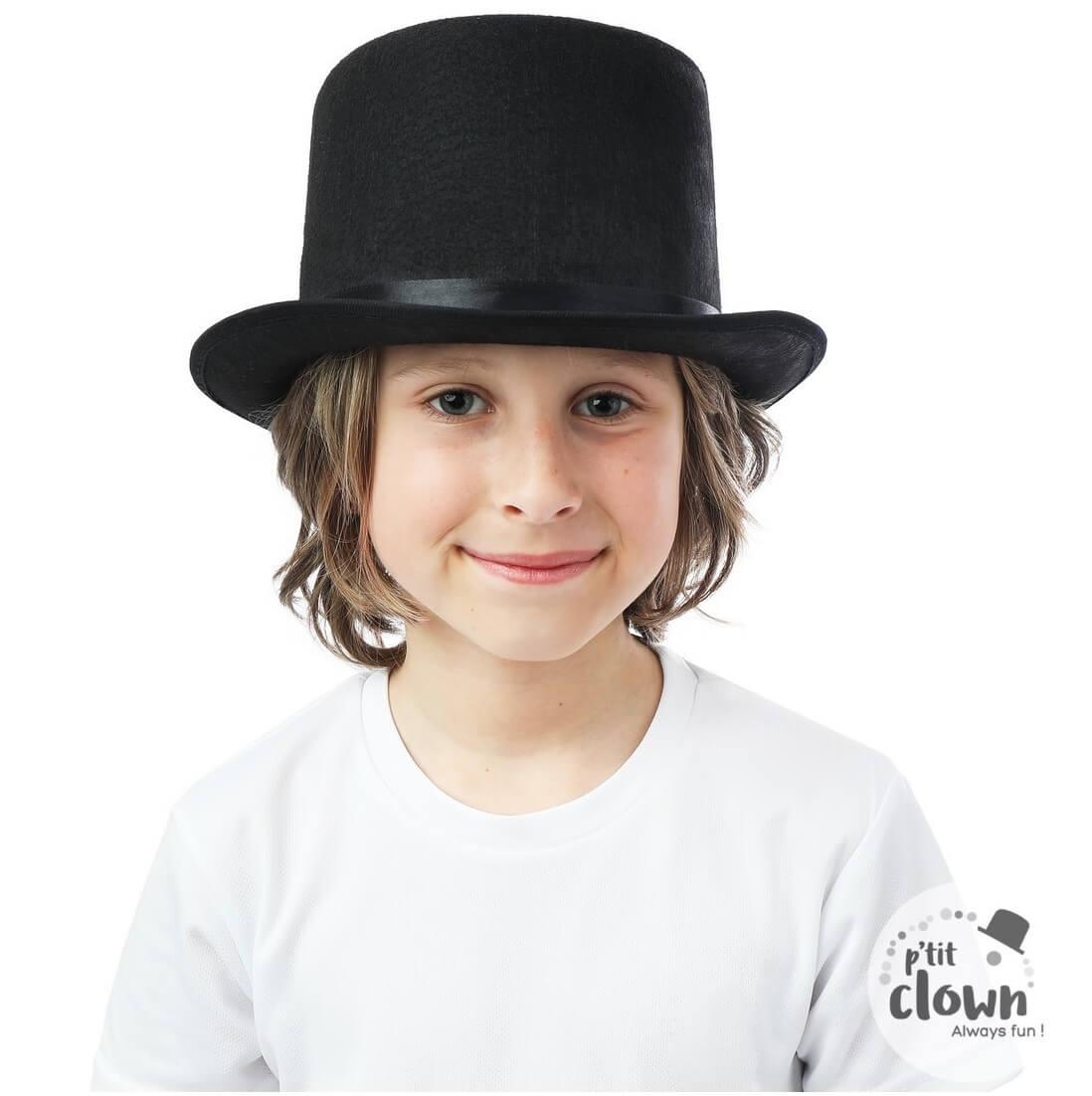 40104 accessoire de deguisement enfant chapeau feutre noir haut de forme