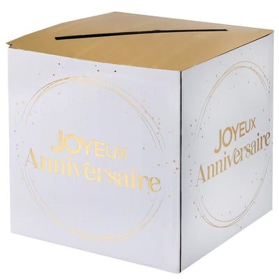 42 magasin pas de calais tirelire anniversaire blanche et doree or metallisee