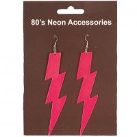 43612f accessoire deguisement annees 80 boucle d oreille fluo rose fuchsia