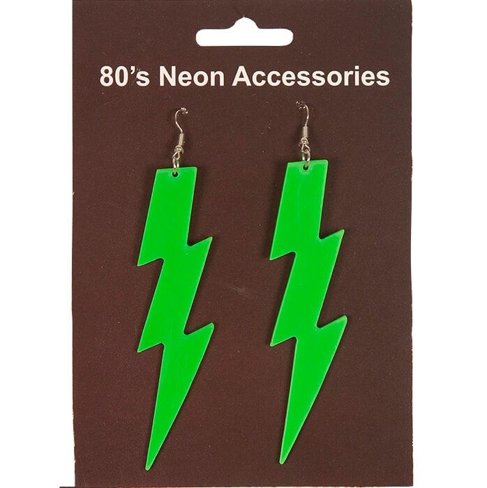 43612n accessoire deguisement annees 80 boucle d oreille fluo vert