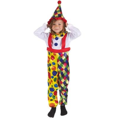 Costume Clown avec combinaison Multicolore REF/44123 (Déguisement enfant 7 à 9 ans)