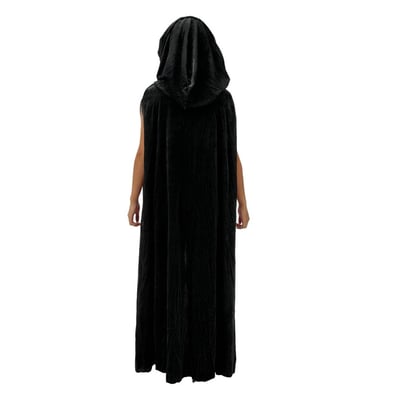 44430 magasin accessoire de deguisement halloween cape noire velours 150cm vampire sorcier