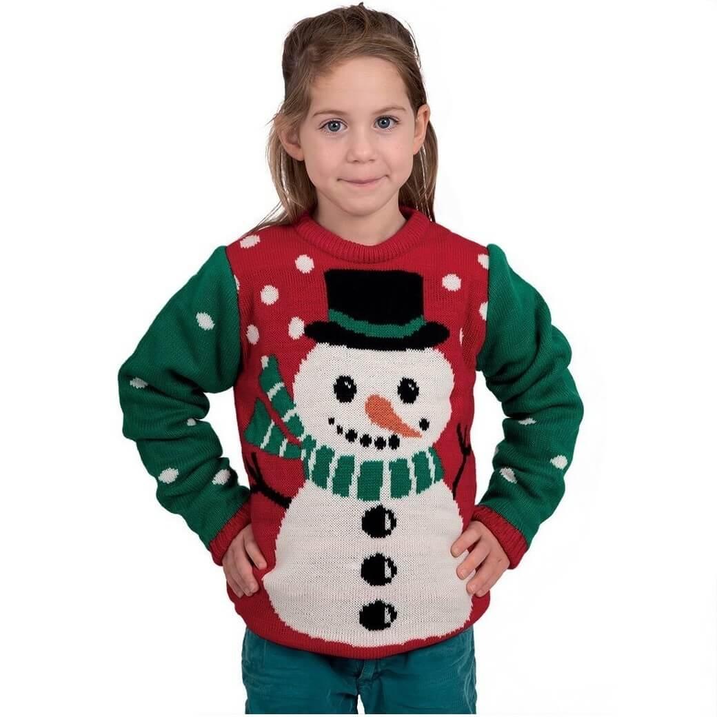 48111 age 7 a 9 ans pull noel enfant fille bonhomme de neige