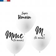 10 Ballons en latex blanc de 25 cm pour les témoins du mariage REF/49398 Fabrication française