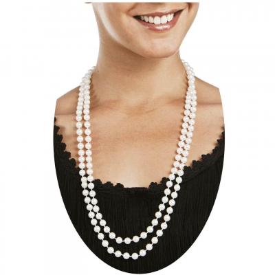 Sautoir fausses perles 160cm (blanc nacré) REF/50106 (accessoire de déguisement)