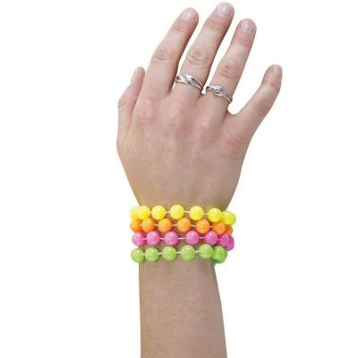 50107 accessoire de deguisement bracelet fluo multicolore en perles