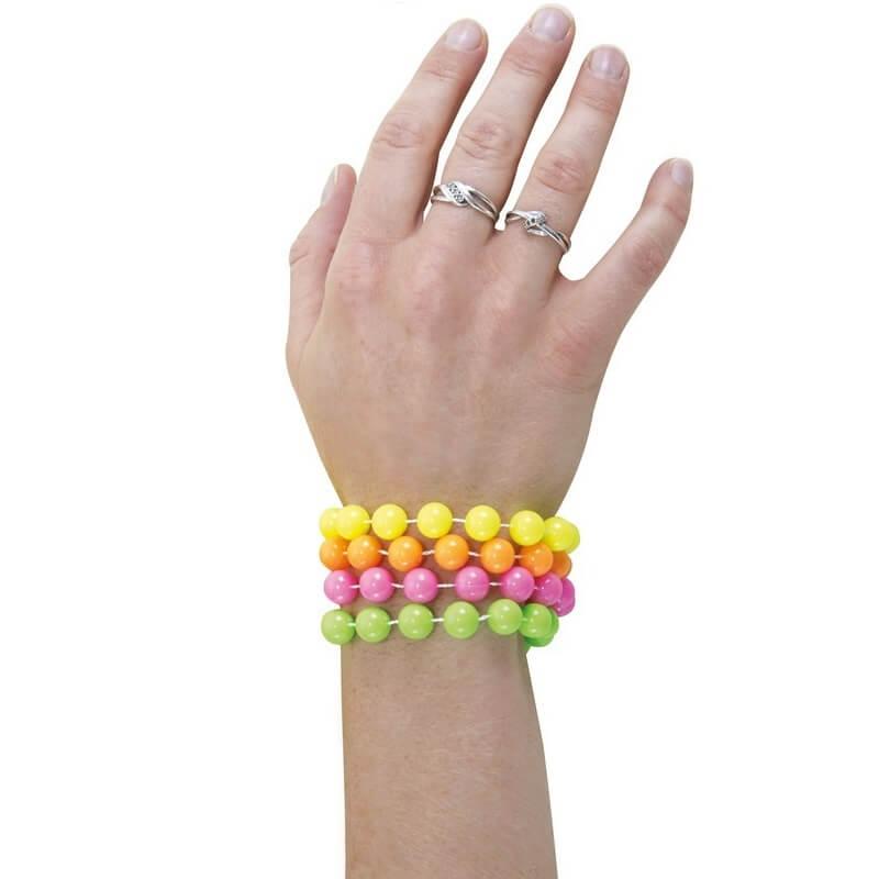 50107 accessoire de deguisement bracelet fluo multicolore en perles