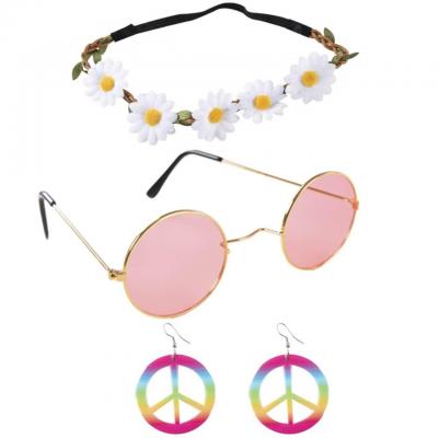 50318 accessoire deguisement hippe bandeau lunettes boucle d oreilles