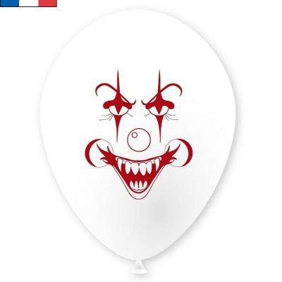 Ballon fête d'Halloween clown 25cm (x10) Couleur aléatoire REF/51063 Fabriqué en France