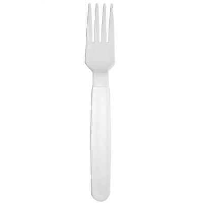 Fourchette blanche plastique réutilisable (x6) 18.5cm (Minéral PP) REF/51700