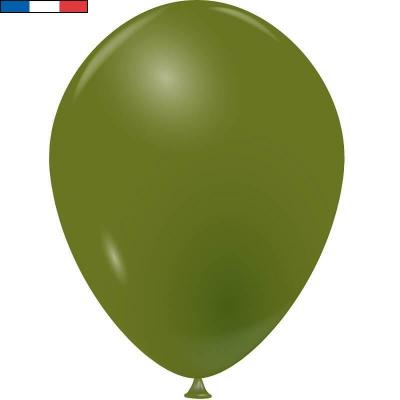 50 Ballons en latex biodégradable opaque vert Kaki 25/29cm REF/52114 Fabrication française