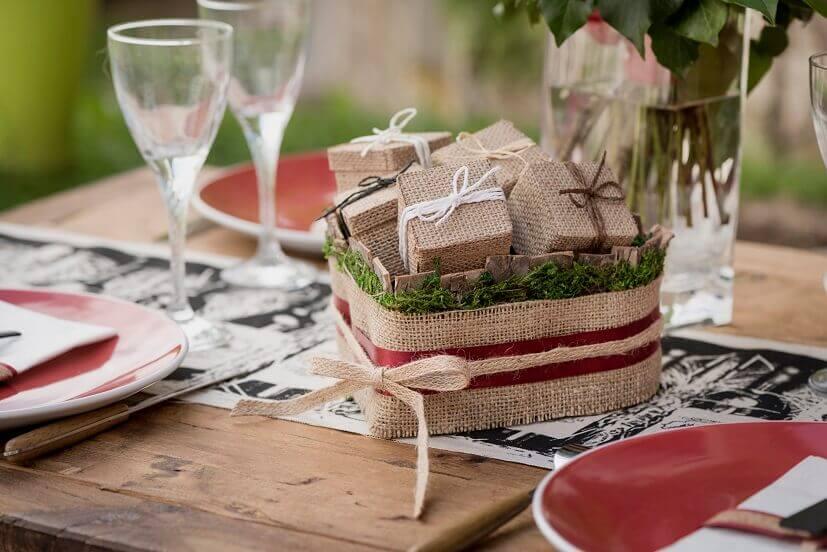 5288 contenant boite carre jute confection de dragees