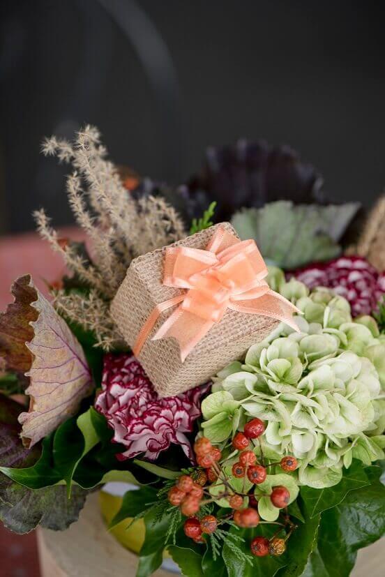 5288 contenant boite carre jute naturel decoration de dragees