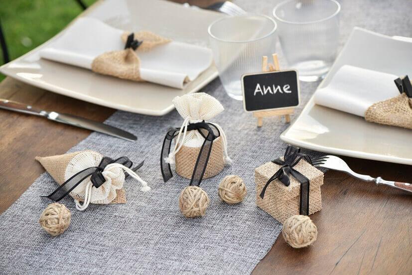 5288 contenant boite carre jute realisation de dragees