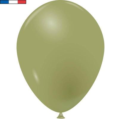 50 Ballons en latex biodégradable opaque vert Olive 25/29cm REF/52961 Fabrication française