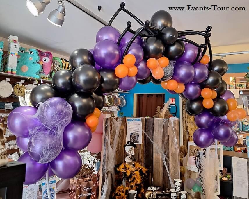 53234 decoration arche ballon noir metallique halloween
