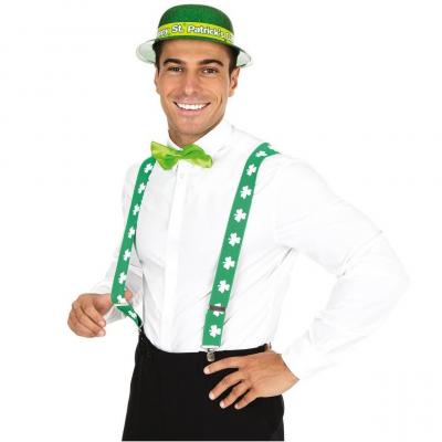 Bretelles avec motifs trèfles (x1) REF/56011 (Accessoire déguisement fête St Patrick)