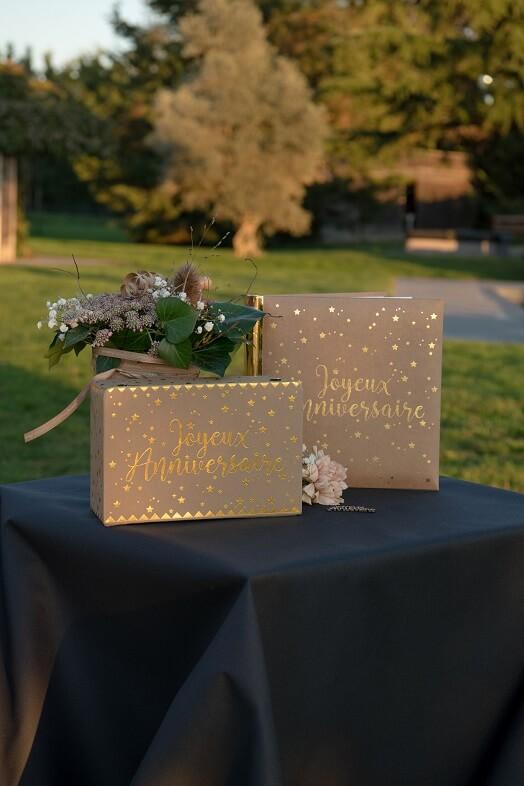 5664 livre d or fete anniversaire kraft naturel et dore or metallique