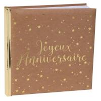 5664 livre d or joyeux anniversaire kraft naturel et dore or metallique