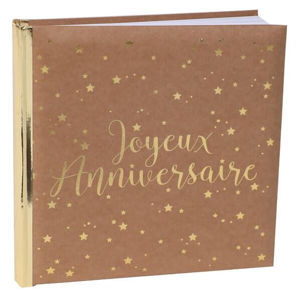 5664 livre d or joyeux anniversaire kraft naturel et dore or metallique
