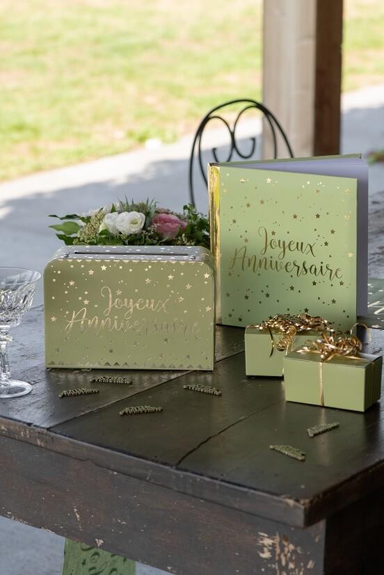 5664 livre dor fete aniversaire vert olive sauge dore or metallique