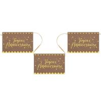 5666 banderole anniversaire naturel kraft dore or metallique