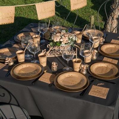 5666 banderole guirlande fanion joyeux anniversaire naturel kraft dore or metallique