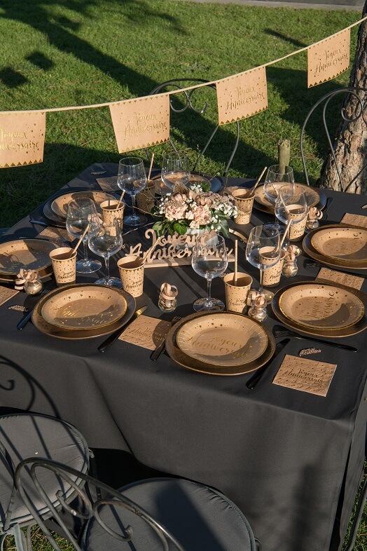 5666 banderole fanion joyeux anniversaire naturel kraft dore or metallique