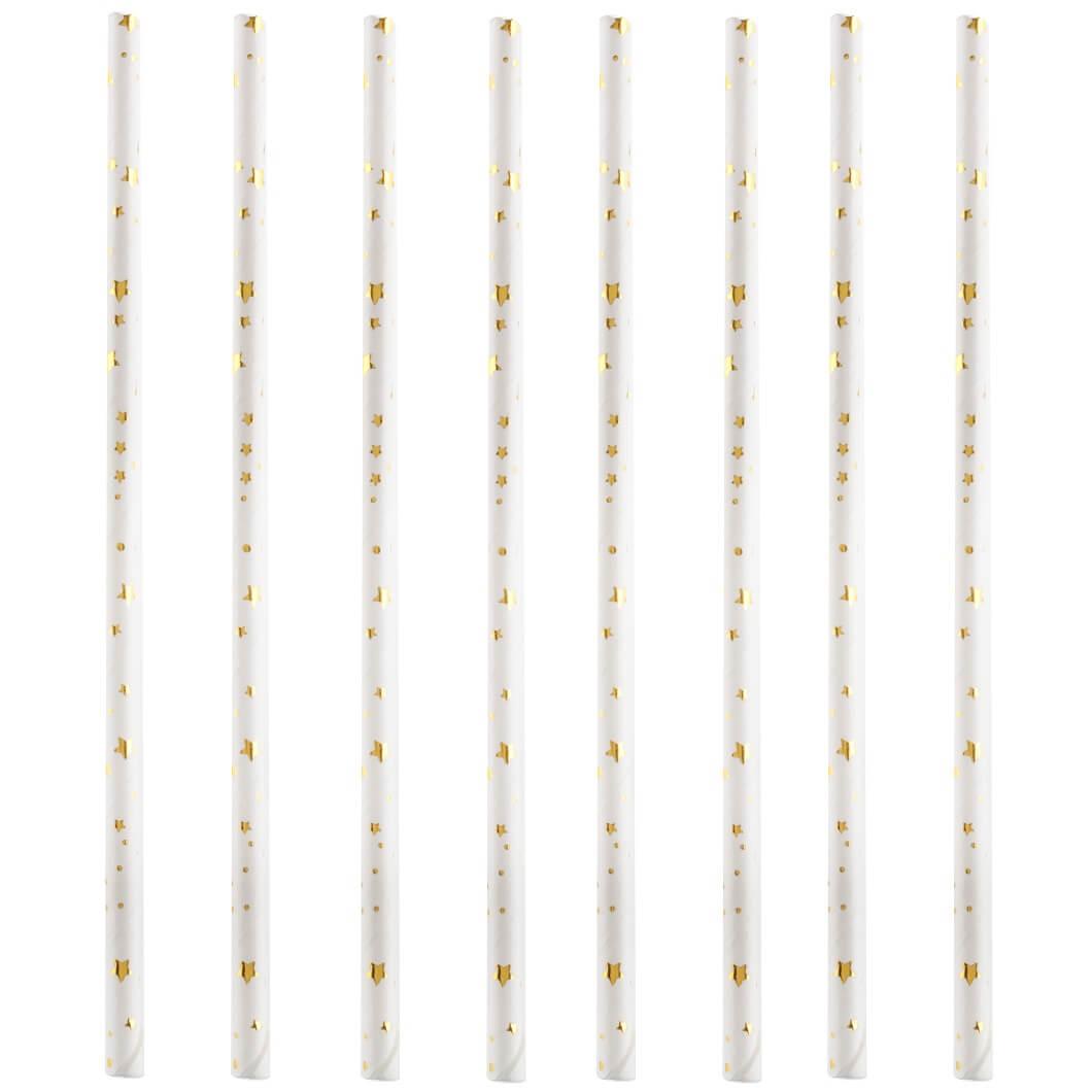 5667 paille jetable papier blanc sauge dore or metallise