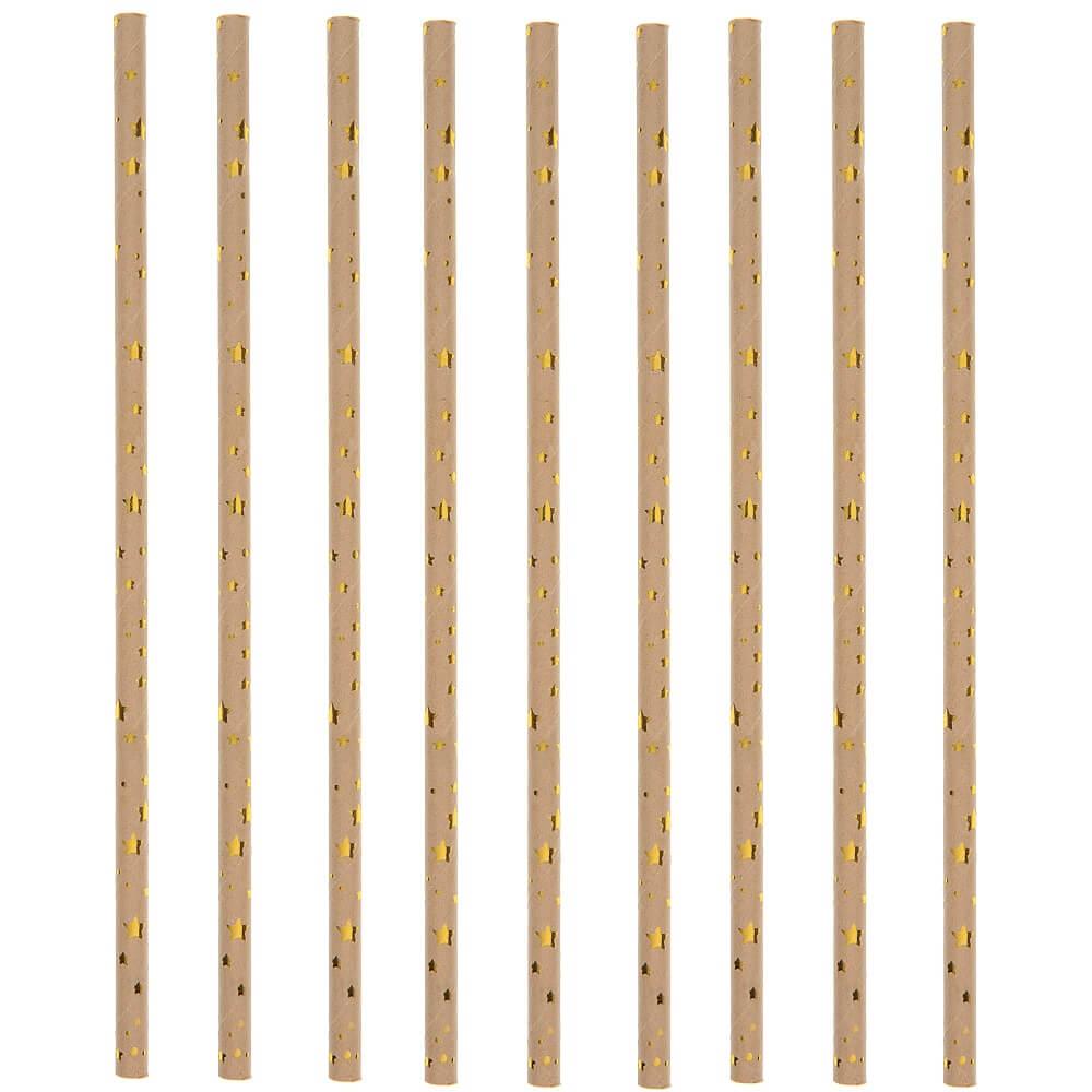 5667 paille jetable papier kraft naturel sauge dore or metallise