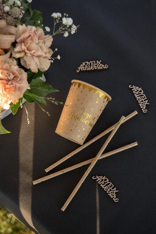 5667 paille jetable papier kraft naturel sauge dore or