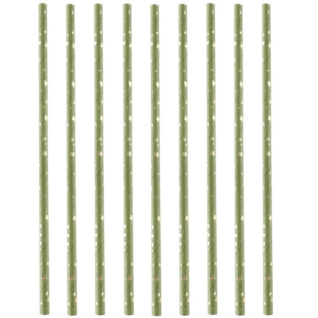 5667 paille jetable papier vert olive sauge dore or metallise