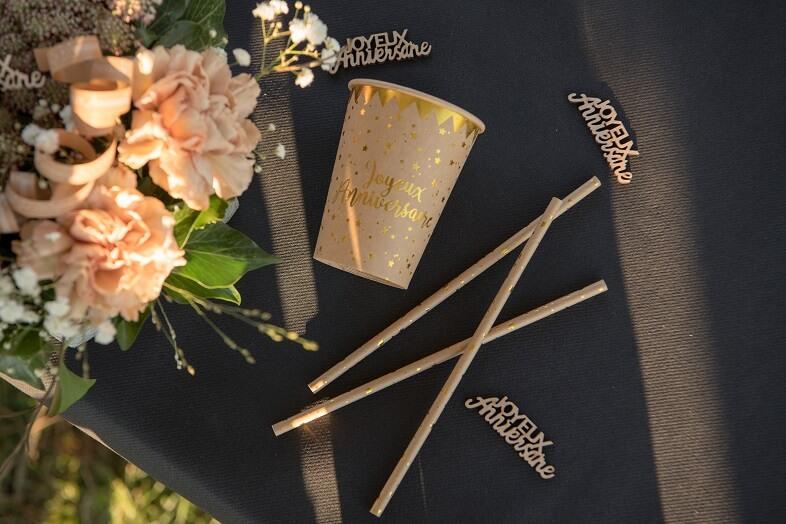 5667 paille papier kraft naturel sauge dore or