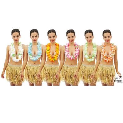 1 Collier Hawaïen 55cm en fleurs bicolores 9cm (couleur aléatoire) REF/57006 (accessoire de déguisement)