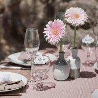 5703 decoration chemin de table intisse pois rose