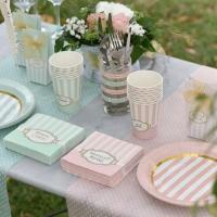 5703 decoration gender reveal chemin de table intisse pois rose
