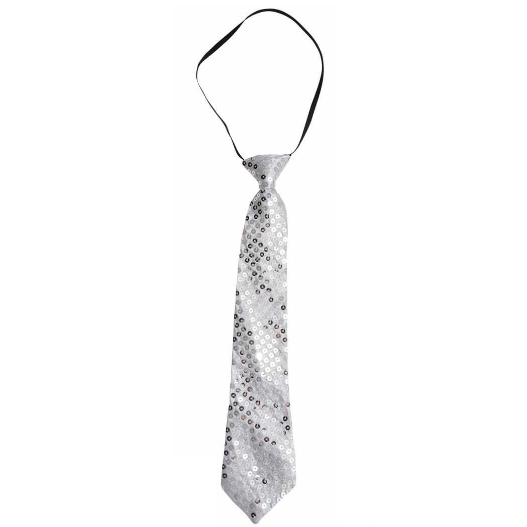 60241 accessoire deguisement cravate sequins argent