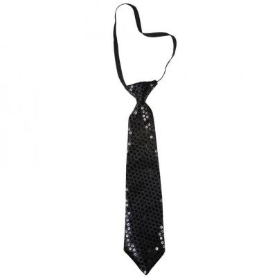 1 Cravate noire avec sequins REF/60242 (Accessoire de déguisement)
