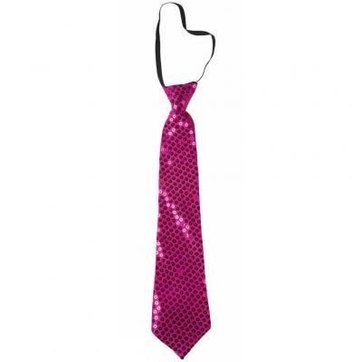 60243 accessoire deguisement cravate sequins rose fuchsia