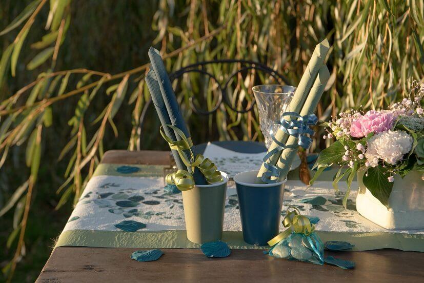 6177 decoration bobine ruban bolduc bleu canard