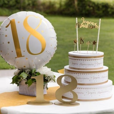 6184 boutique decoration pas de calais anniversaire centre de table bois 18ans dore or metal