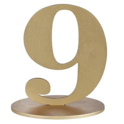 6184 magasin pas de calais anniversaire centre de table bois chiffre 9 dore or metal