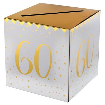 6186 magasin decoration anniversaire pas de calais tirelire urne 60ans blanc dore or metal