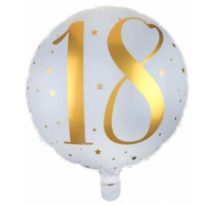 6236 ballon aluminium anniversaire 18ans blanc dore or metallique