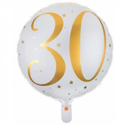 6236 ballon aluminium anniversaire 30ans blanc dore or metallique