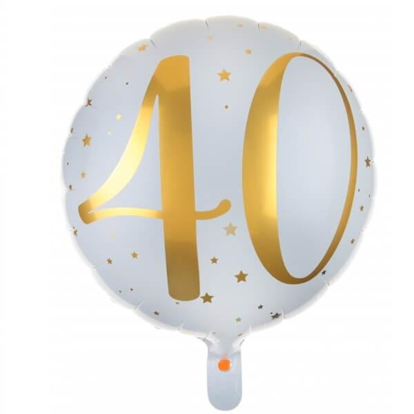 6236 ballon aluminium anniversaire 40ans blanc dore or metallique