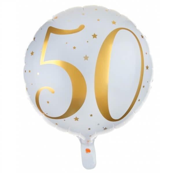 6236 ballon aluminium anniversaire 50ans blanc dore or metallique