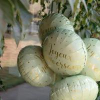 6238 ballon joyeux anniversaire aluminium vert olive dore or metallise