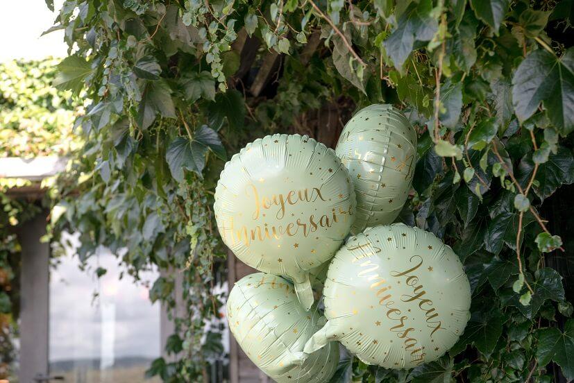 6238 decoration ballon anniversaire aluminium vert olive dore or metallise