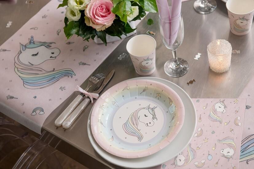 6243 decoration serviette de table anniversaire licorne rose